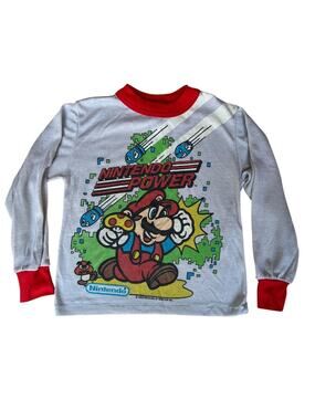 VINTAGE 1989 Very Rare NINTENDO SUPER MARIO BROS Nintendo Power Shirt White SZ 8